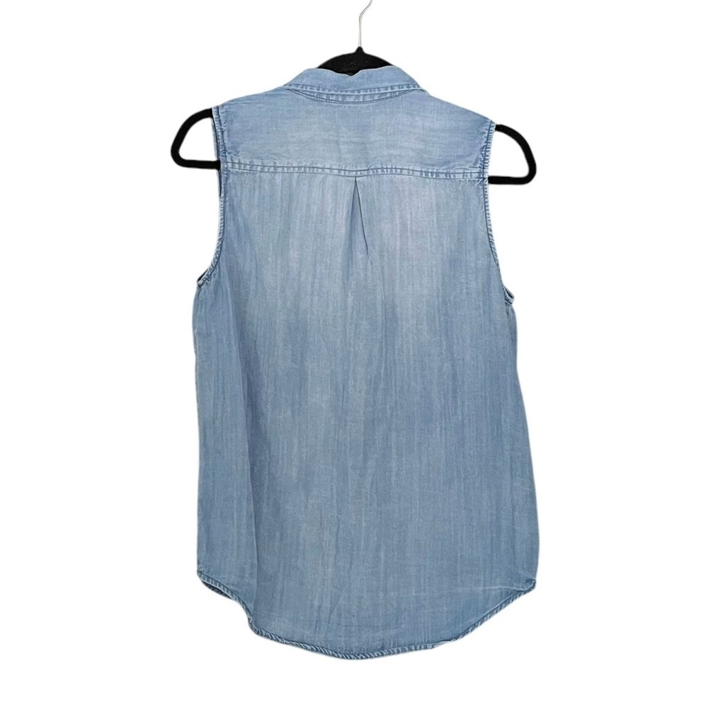 VELVET HEART Chambray Sleeveless Button Front Blouse Blue XS - Picture 2 of 3